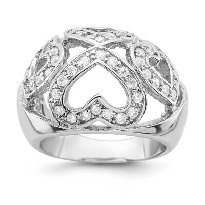 CZ Open Heart Dome Ring Sterling Silver JRS4798, MPN: JRS4798,