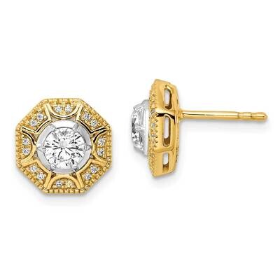 Diamond Geometric Halo Post Earrings 14k Two-Tone Gold EM9665-075-YWAA, MPN: EM9665-075-YWAA, 88395…
