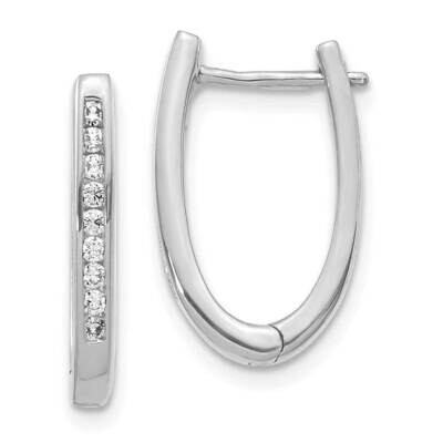 Diamond Oval Hinged Hoop Earrings 10k White Gold EM5370-025-1WA, MPN: EM5370-025-1WA,