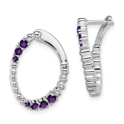 Amethyst Oval Hoop Earrings 14k White Gold EM7460-AM-W, MPN: EM7460-AM-W, 191101844034