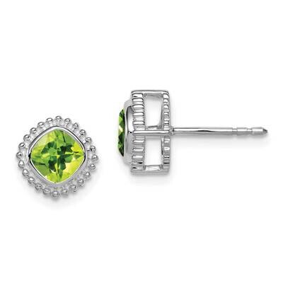 Cushion Peridot Earrings 14k White Gold EM7201-PE-W, MPN: EM7201-PE-W, 191101842467