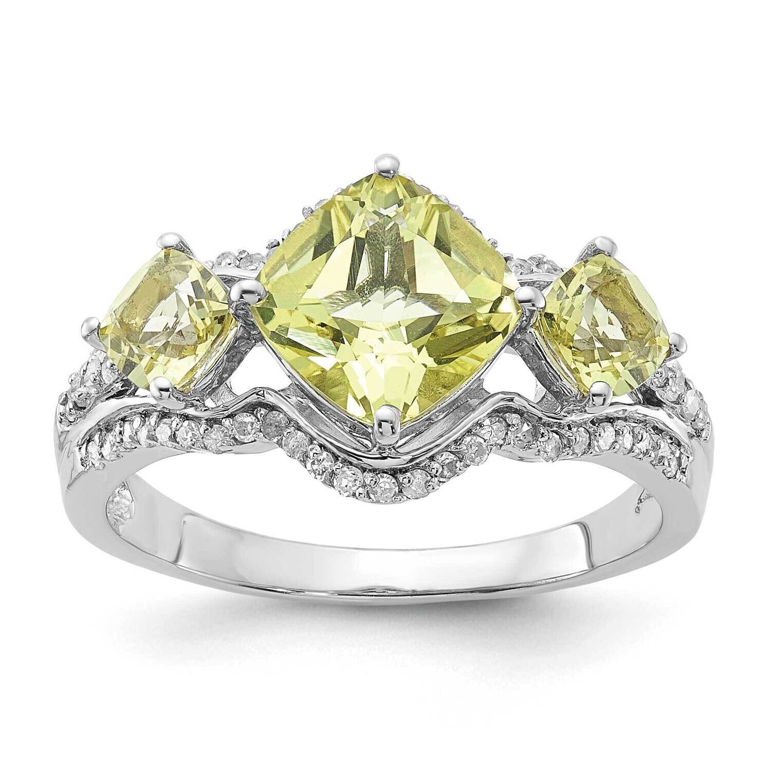 Diamond &amp; Lemon Quartz Ring Sterling Silver QR3067LQ, MPN: QR3067LQ,