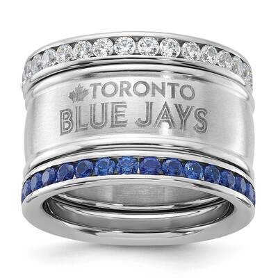 Mlb Toronto Blue Jays Crystal Triple Stacked Ring Set Stainless Steel BLU035CR-SZ7, MPN: BLU035CR-S…