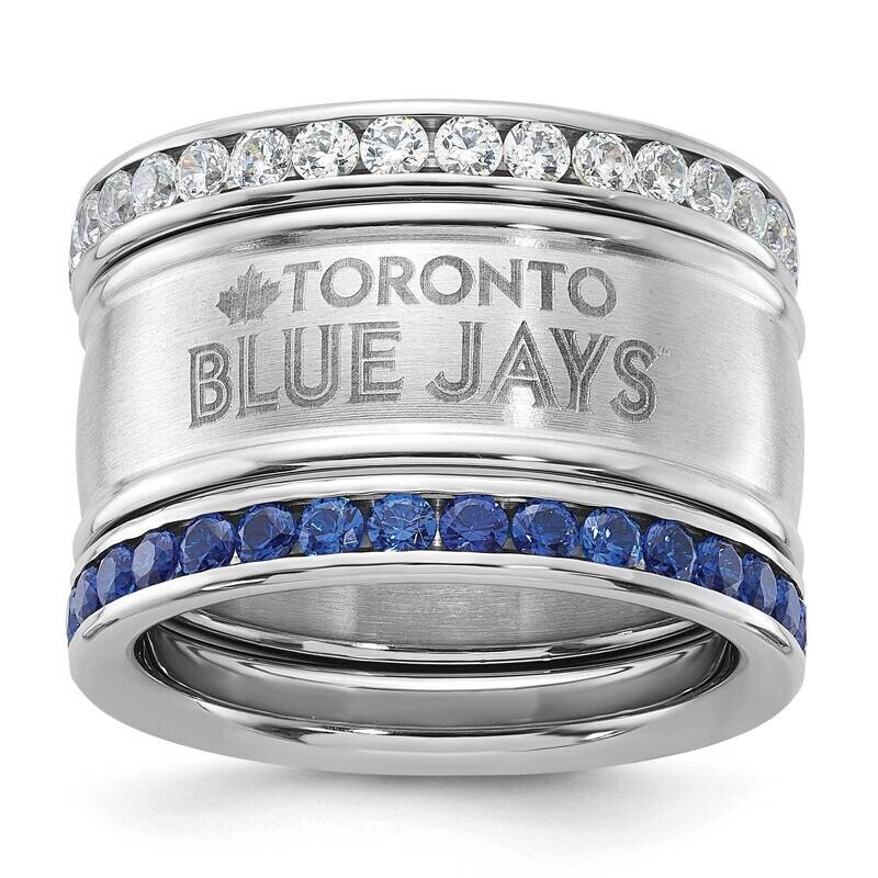 Mlb Toronto Blue Jays Crystal Triple Stacked Ring Set Stainless Steel BLU035CR-SZ7