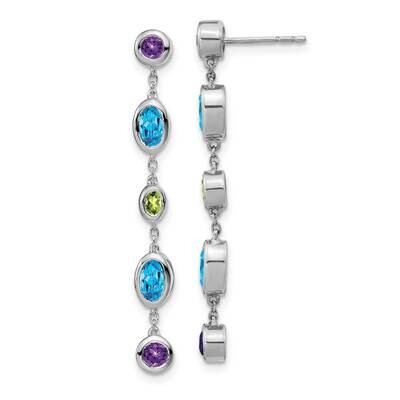 Amethyst Blue Topaz Peridot Dangle Earrings 14k White Gold EM7133-AM_BT_PE-W, MPN: EM7133-AM_BT_PE-…