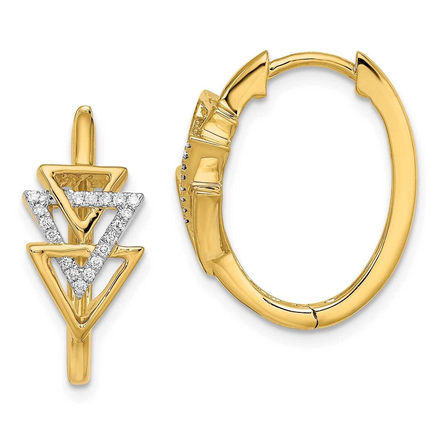 Triple Triangle Diamond Hinged Hoop Earrings 14k Polished Gold EM6834-011-YA, MPN: EM6834-011-YA, 1…