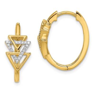Triple Triangle Diamond Hinged Hoop Earrings 14k Polished Gold EM6834-011-YA, MPN: EM6834-011-YA, 1…