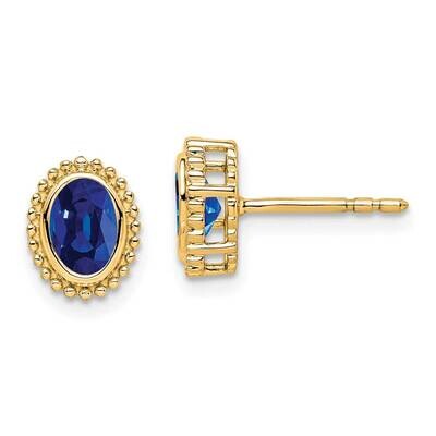 Oval Sapphire Post Earrings 14k Gold EM7202-SA-Y, MPN: EM7202-SA-Y, 191101842672