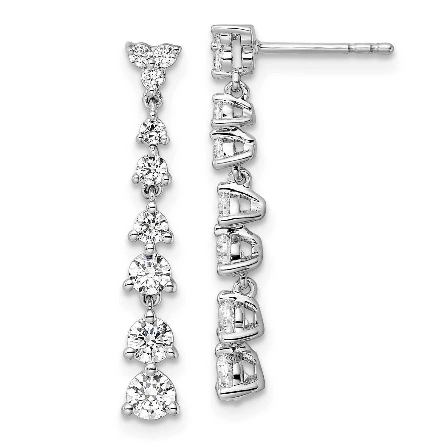 Diamond Post Dangle Earrings 14k White Gold EM9649-100-WAA, MPN: EM9649-100-WAA, 883957873411