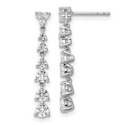 Diamond Post Dangle Earrings 14k White Gold EM9649-100-WAA, MPN: EM9649-100-WAA, 883957873411
