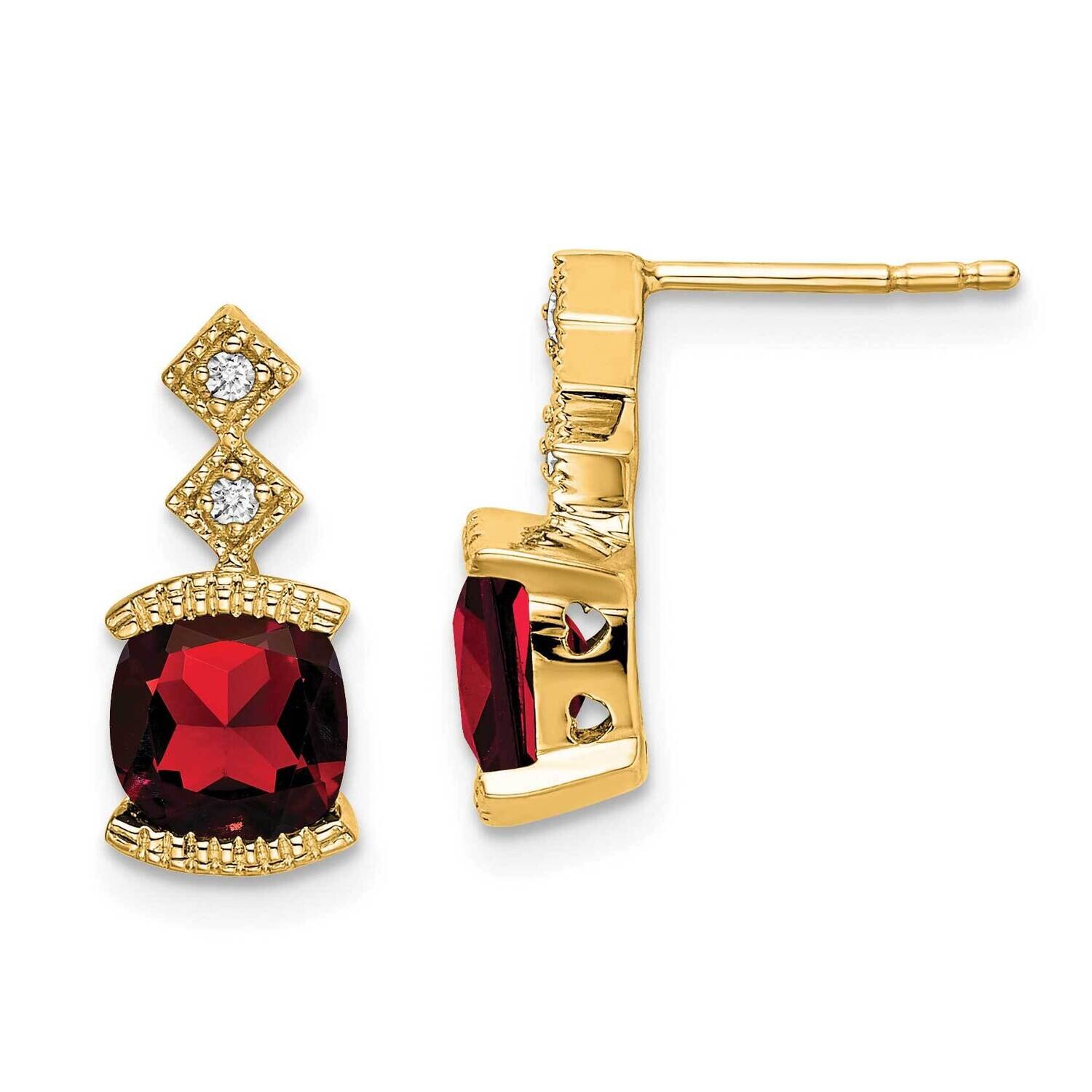 Garnet Diamond Earrings 14k Gold EM7081-GA-004-YA, MPN: EM7081-GA-004-YA, 191101839672