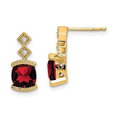 Garnet Diamond Earrings 14k Gold EM7081-GA-004-YA, MPN: EM7081-GA-004-YA, 191101839672