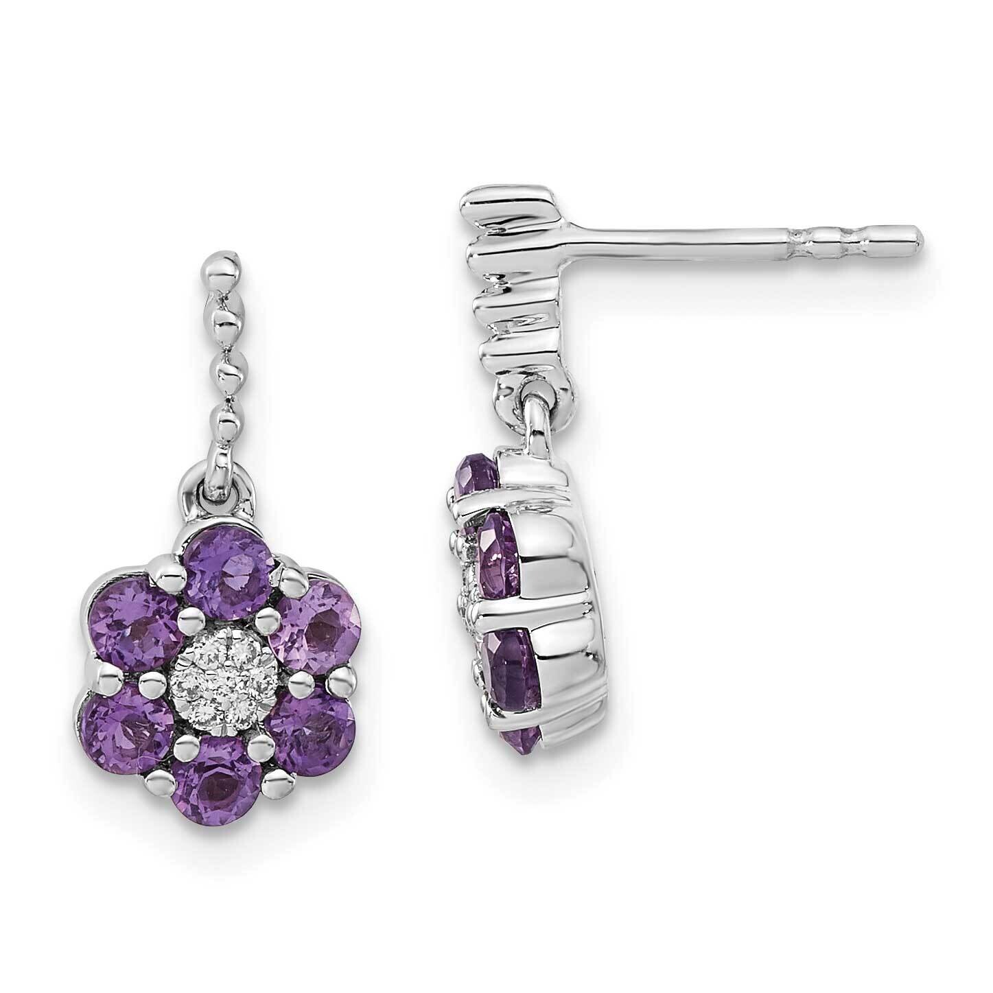 Amethyst Diamond Earrings 14k White Gold EM7191-AM-004-WA, MPN: EM7191-AM-004-WA, 191101841934