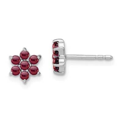 Garnet Floral Post Earrings 14k White Gold EM7199-GA-W, MPN: EM7199-GA-W, 191101842320