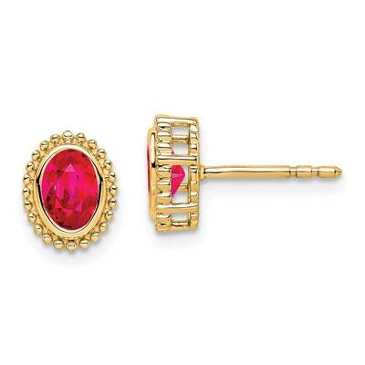 Oval Ruby Post Earrings 14k Gold EM7202-RU-Y, MPN: EM7202-RU-Y, 191101842658