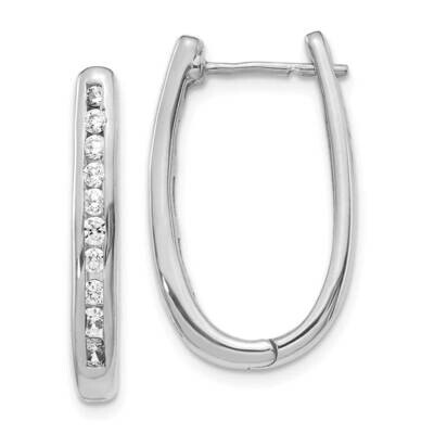 Diamond Oval Hinged Hoop Earrings 10k White Gold EM5371-075-1WA, MPN: EM5371-075-1WA,