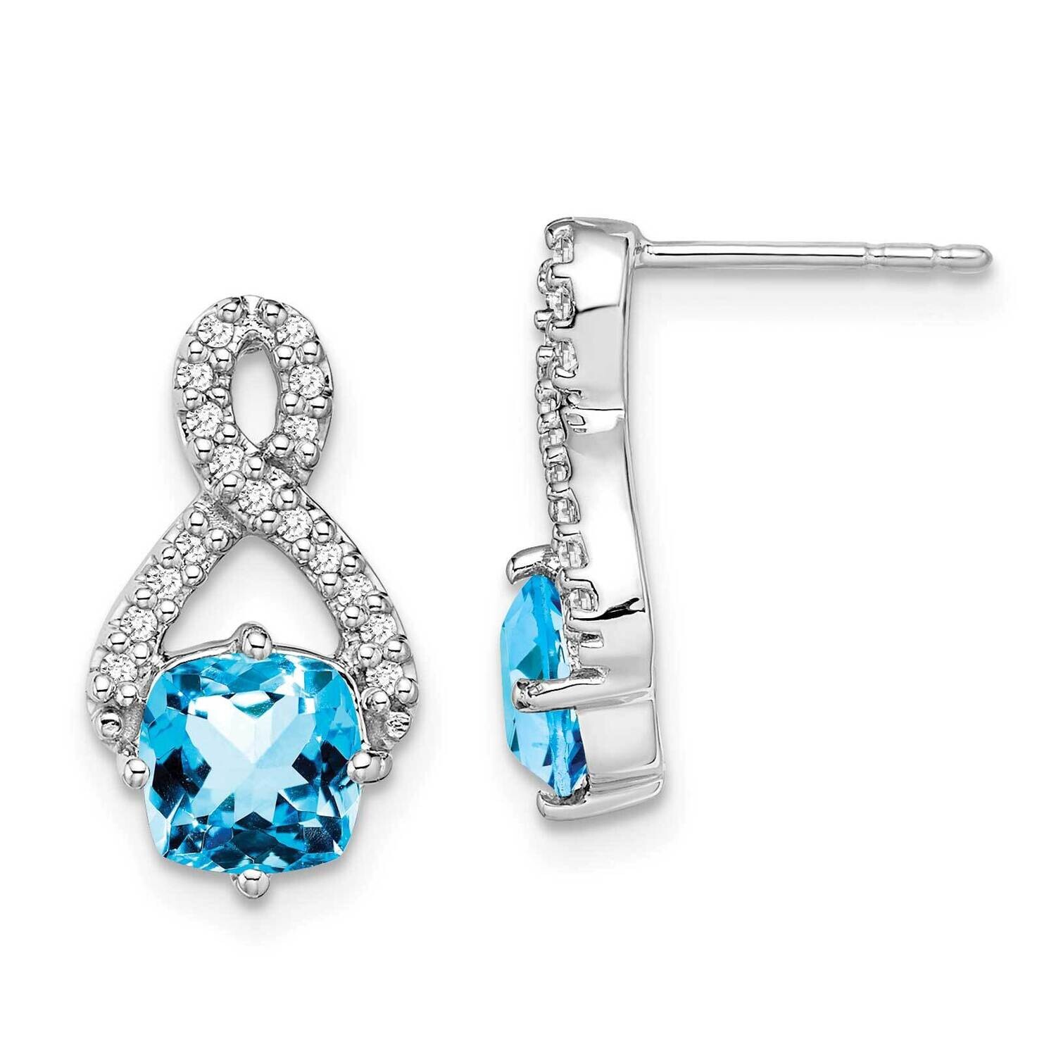 Blue Topaz Diamond Earrings 14k White Gold EM7089-BT-017-WA, MPN: EM7089-BT-017-WA, 191101840159
