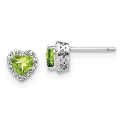 Peridot Diamond Earrings Sterling Silver Rhodium-Plated EM7400-PE-010-SSA, MPN: EM7400-PE-010-SSA,