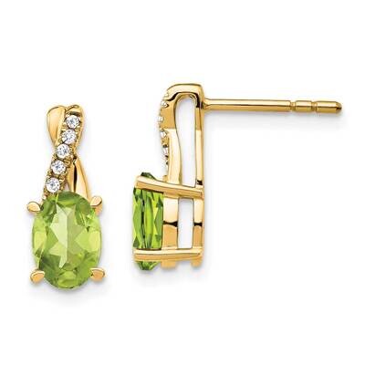 Peridot Diamond Earrings 14k Gold EM4235-PE-006-YA, MPN: EM4235-PE-006-YA,