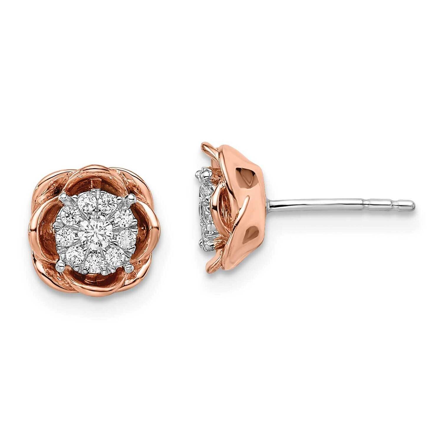 Diamond Rose Earrings 14k Two-Tone Gold EM7496-025-1WRA, MPN: EM7496-025-1WRA, 883957872162