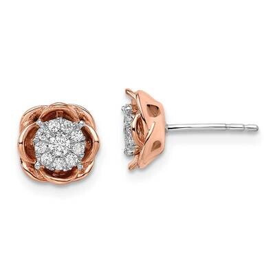 Diamond Rose Earrings 14k Two-Tone Gold EM7496-025-1WRA, MPN: EM7496-025-1WRA, 883957872162