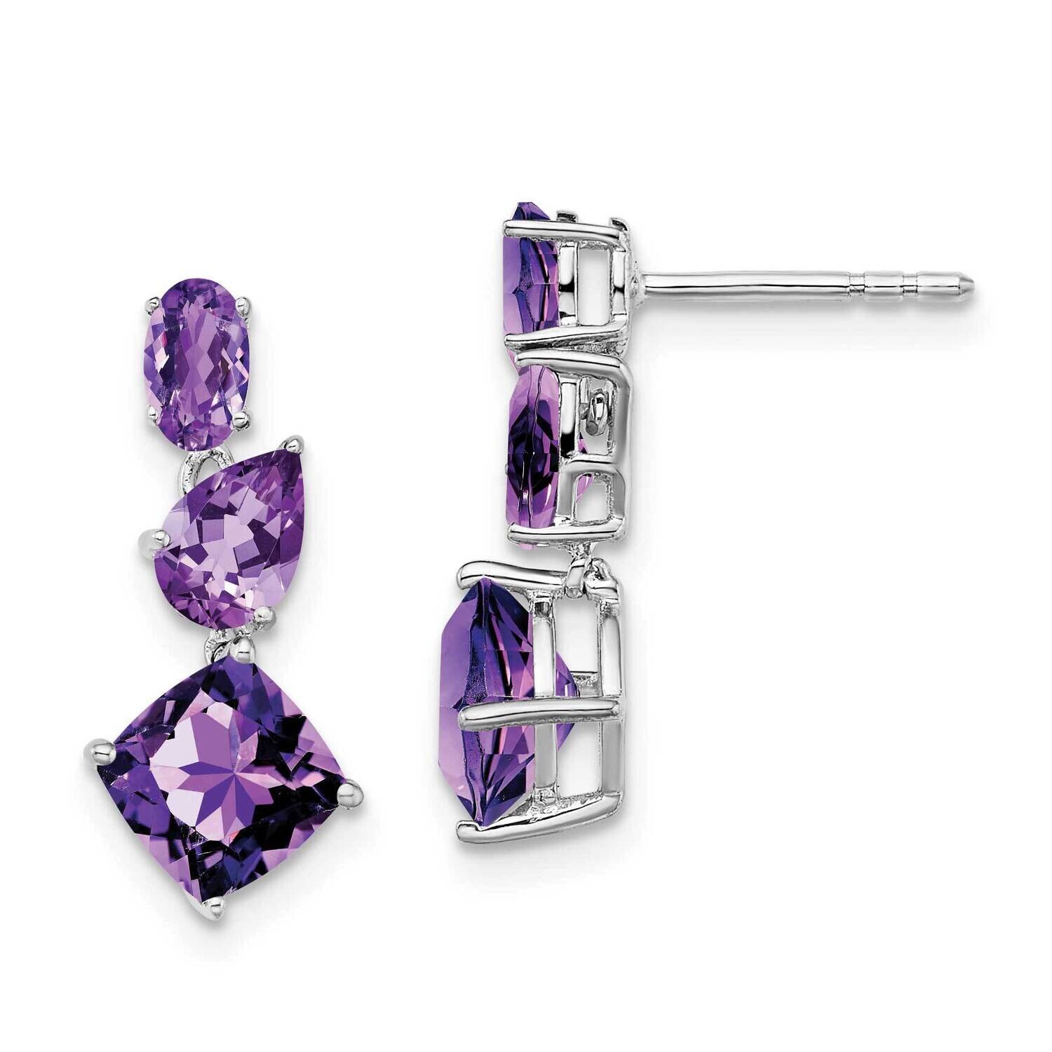 Amethyst Dangle Earrings 14k White Gold EM7457-AM-W, MPN: EM7457-AM-W, 191101843884