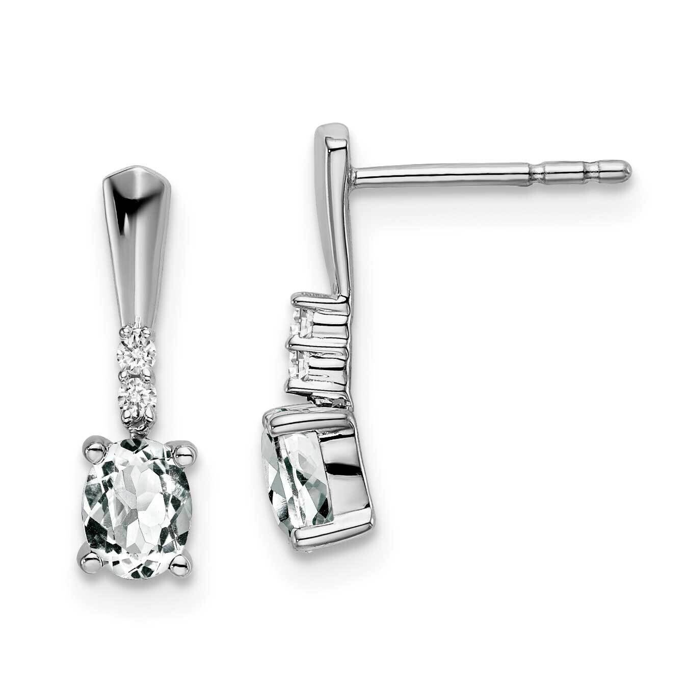 Oval White Topaz Diamond Dangle Earrings 14k White Gold EM7407-WT-004-WA, MPN: EM7407-WT-004-WA, 19…