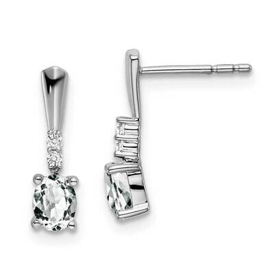 Oval White Topaz Diamond Dangle Earrings 14k White Gold EM7407-WT-004-WA, MPN: EM7407-WT-004-WA, 19…