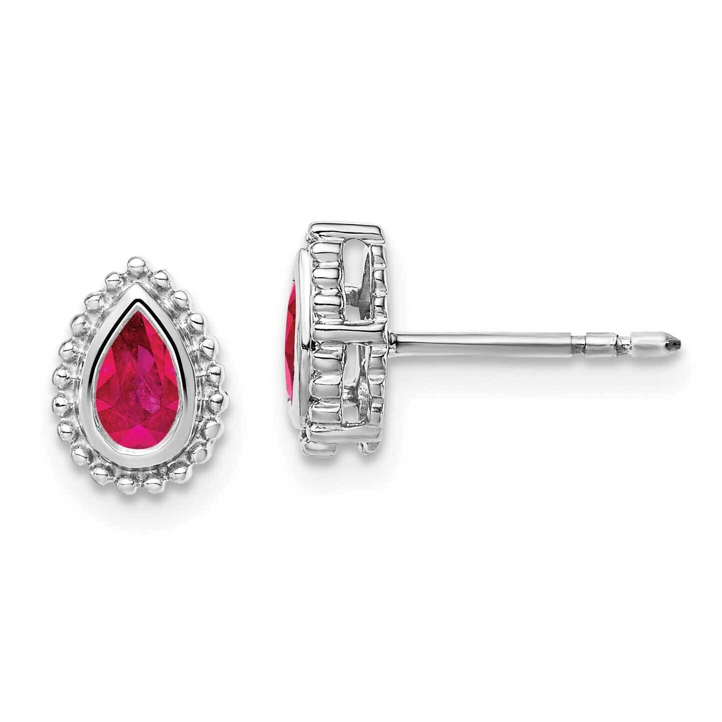 Pear Ruby Post Earrings 14k White Gold EM7203-RU-W, MPN: EM7203-RU-W, 191101842801