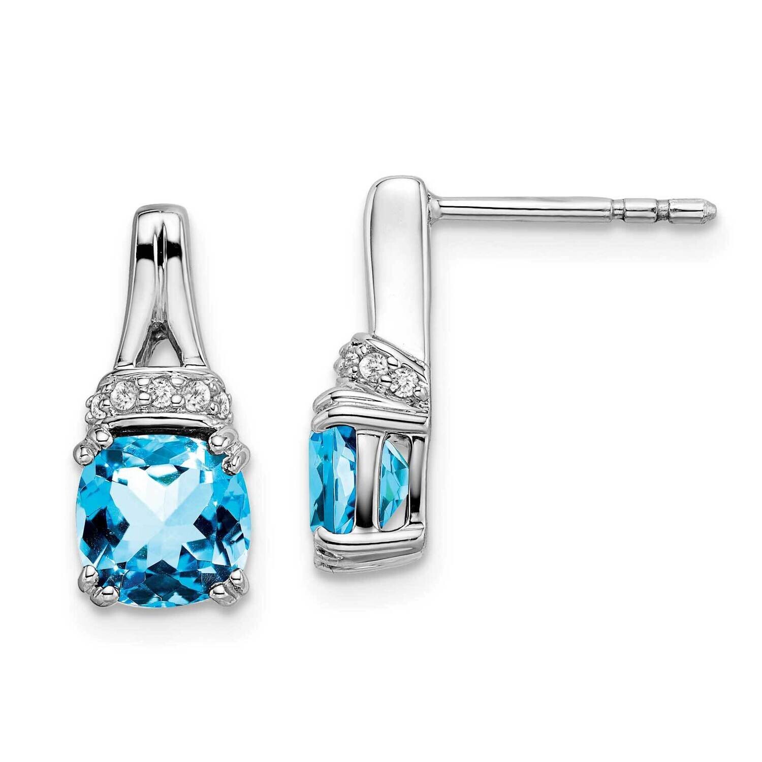 Blue Topaz Diamond Earrings 14k White Gold EM7074-BT-007-WA, MPN: EM7074-BT-007-WA, 191101839375