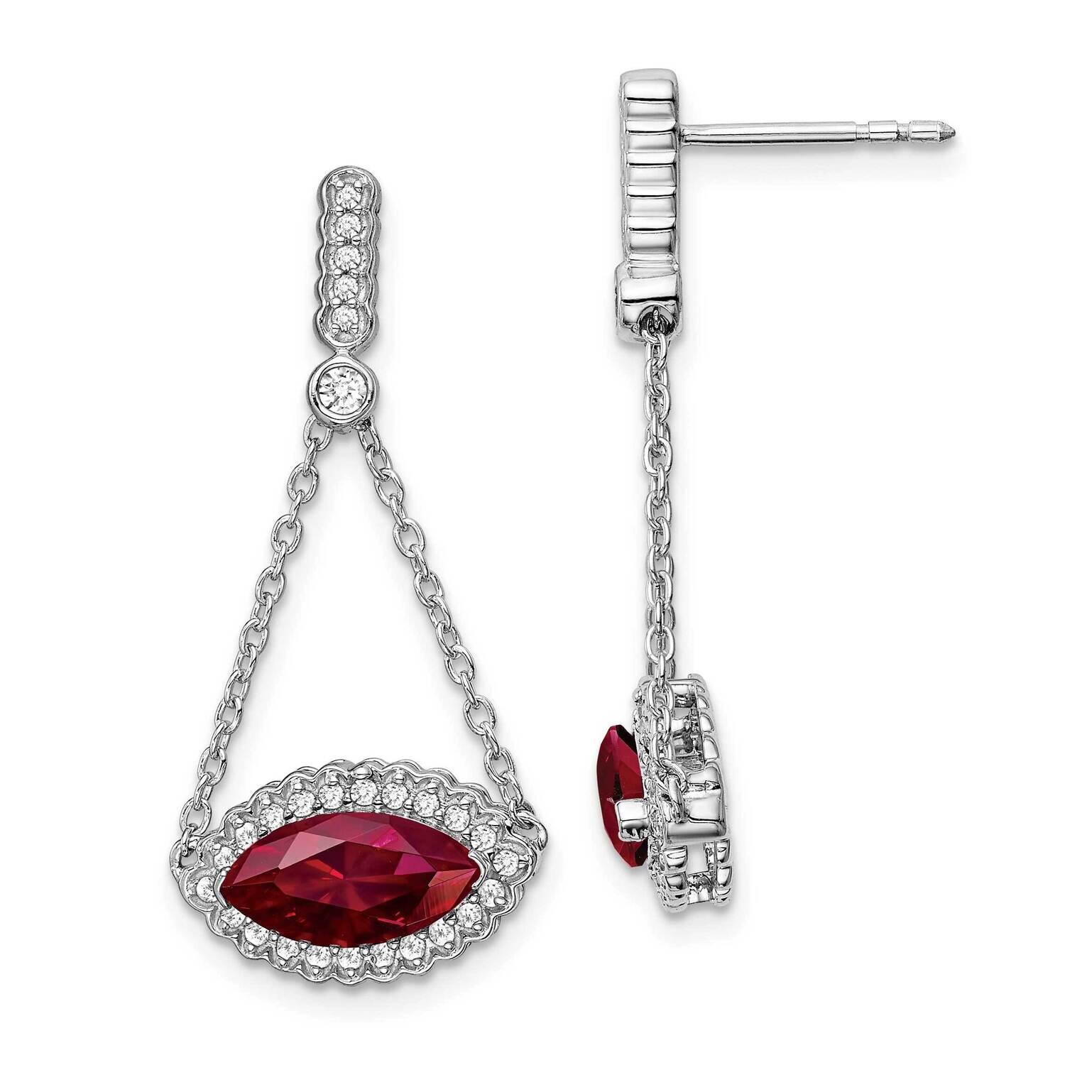 Marquise Created Ruby Diamond Earrings 14k White Gold EM7229-RU-033-WA, MPN: EM7229-RU-033-WA, 1911…