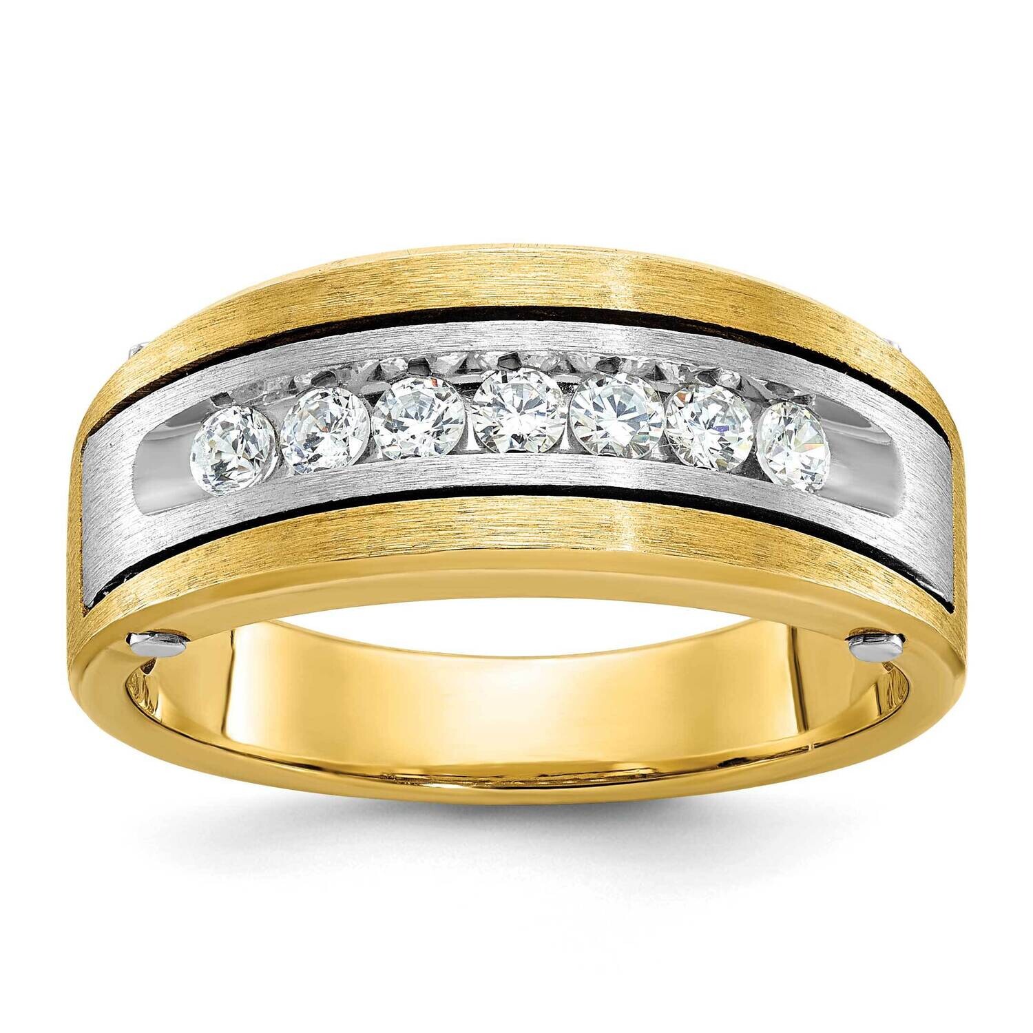 Ibgoodman Men&#39;s Polished Satin &amp; Grooved Ring Mounting 14k Two-Tone Gold B63432-4YW by IBGoodman, M…