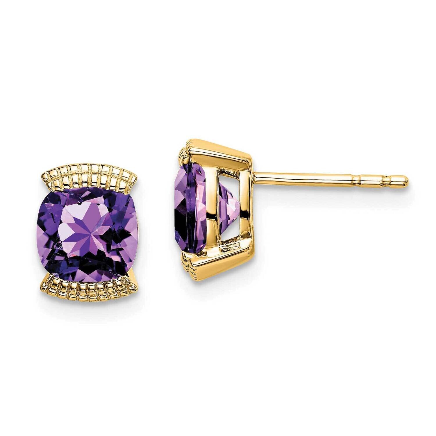 Amethyst Post Earrings 14k Gold EM7080-AM-Y, MPN: EM7080-AM-Y, 191101839498