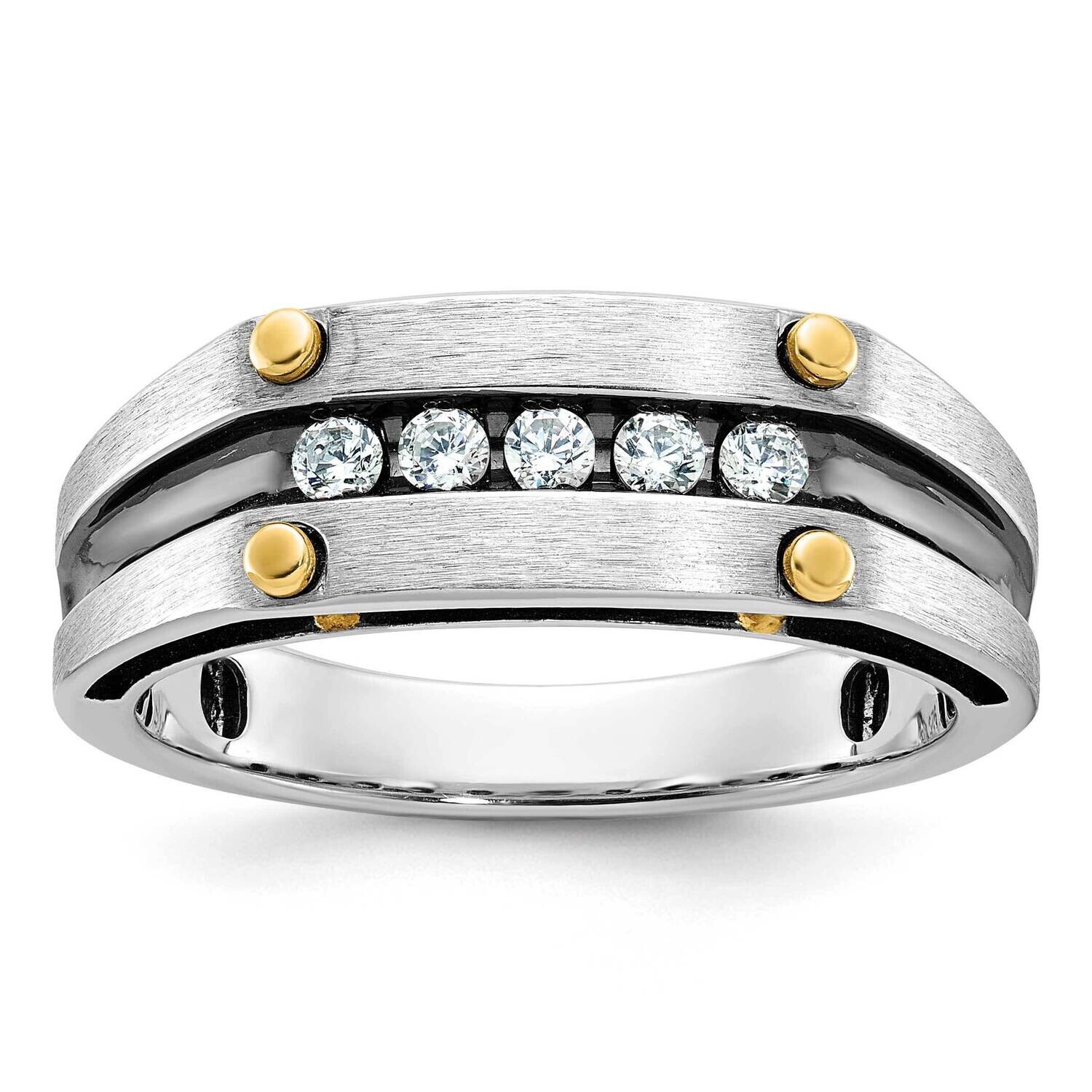Ibgoodman Men's Polished Satin Diamond Ring Mounting 14k Two-Tone Gold B63778-4WY