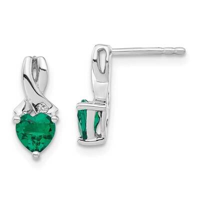 Created Emerald Diamond Earrings Sterling Silver Rhodium-Plated EM7401-CEM-002-SSA, MPN: EM7401-CEM…
