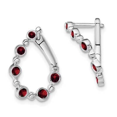 Garnet Teardrop Hoop Earrings 14k White Gold EM7455-GA-W, MPN: EM7455-GA-W, 191101843815