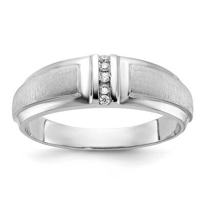 Ibgoodman Men&#39;s Polished Satin 3-Stone 1/20 Carat A Quality Diamond Ring 10k White Gold B64188-0WA …