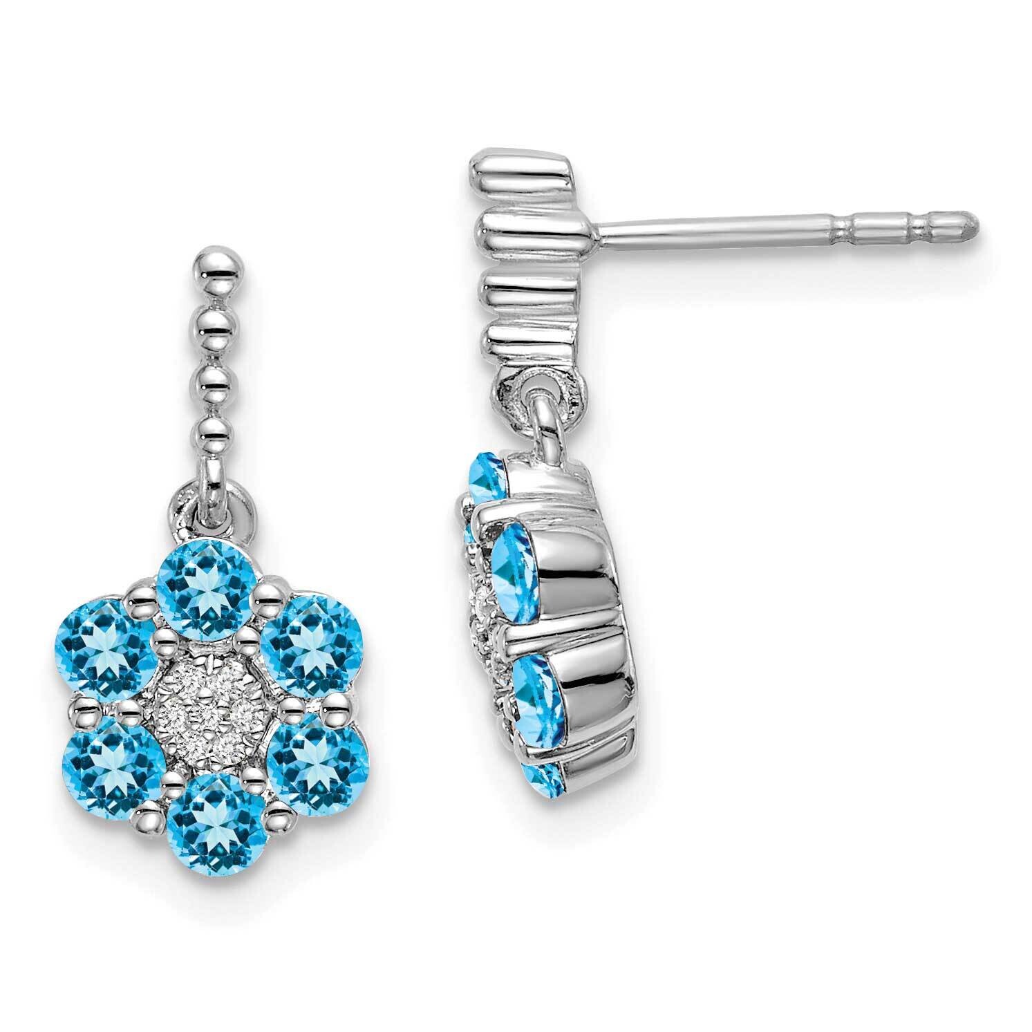 Blue Topaz Diamond Earrings 14k White Gold EM7191-BT-004-WA, MPN: EM7191-BT-004-WA, 191101841958