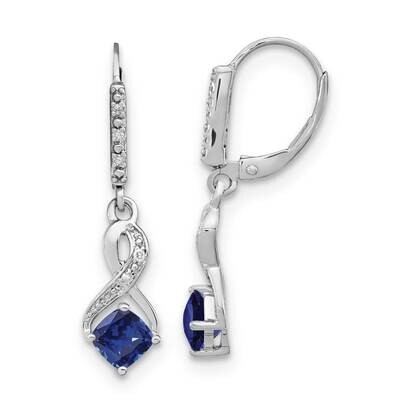 Created Sapphire Diamond Earrings Sterling Silver Rhodium-Plated EM7402-CSA-006-SSA, MPN: EM7402-CS…