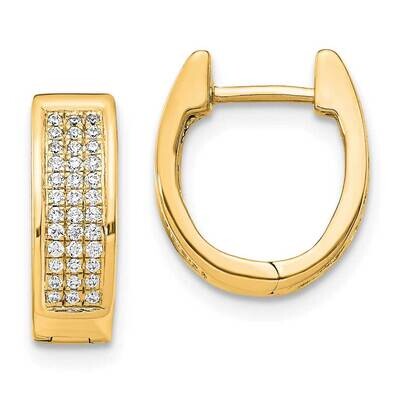 Diamond Small Hinged Oval Hoop Earrings 14k Gold EM5378-025-YA, MPN: EM5378-025-YA,