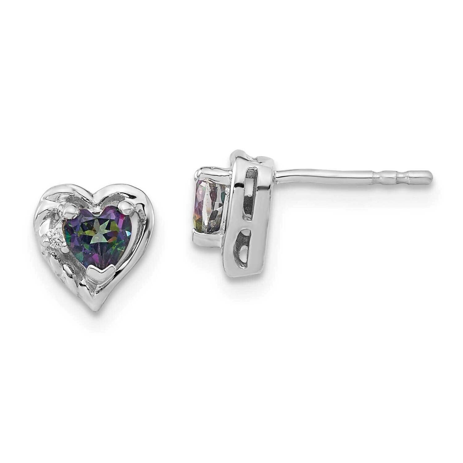 Mystic Fire Topaz Diamond Heart Earrings 14k White Gold EM7027-FT-001-WA, MPN: EM7027-FT-001-WA, 19…