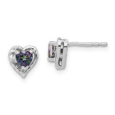 Mystic Fire Topaz Diamond Heart Earrings 14k White Gold EM7027-FT-001-WA, MPN: EM7027-FT-001-WA, 19…