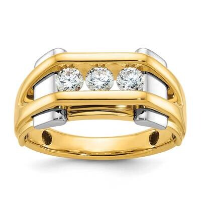 Ibgoodman Men&#39;s Polished 3-Stone Ring Mounting 14k Two-Tone Gold B63737-4YW by IBGoodman, MPN: B637…