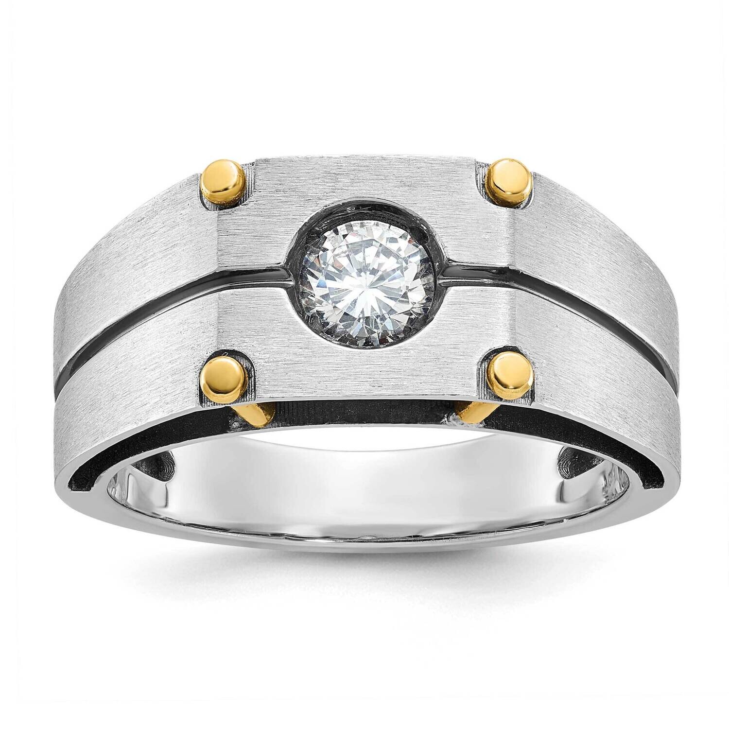 Ibgoodman Men&#39;s Polished Satin Diamond Complete Ring 10k Two-Tone Gold B64144-0WYA by IBGoodman, MP…