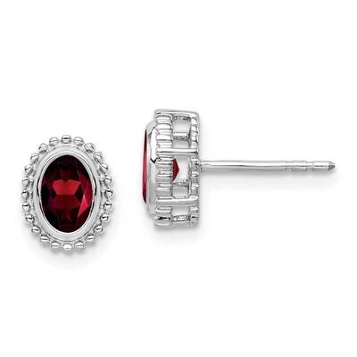 Oval Garnet Post Earrings 14k White Gold EM7202-GA-W, MPN: EM7202-GA-W, 191101842603