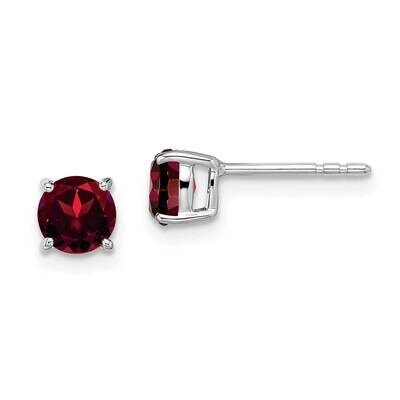 Round Garnet Earrings 14k White Gold EM7097-GA-W, MPN: EM7097-GA-W, 191101841019