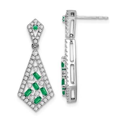 Emerald Diamond Earrings 14k White Gold EM7194-EM-060-WA, MPN: EM7194-EM-060-WA, 191101842160