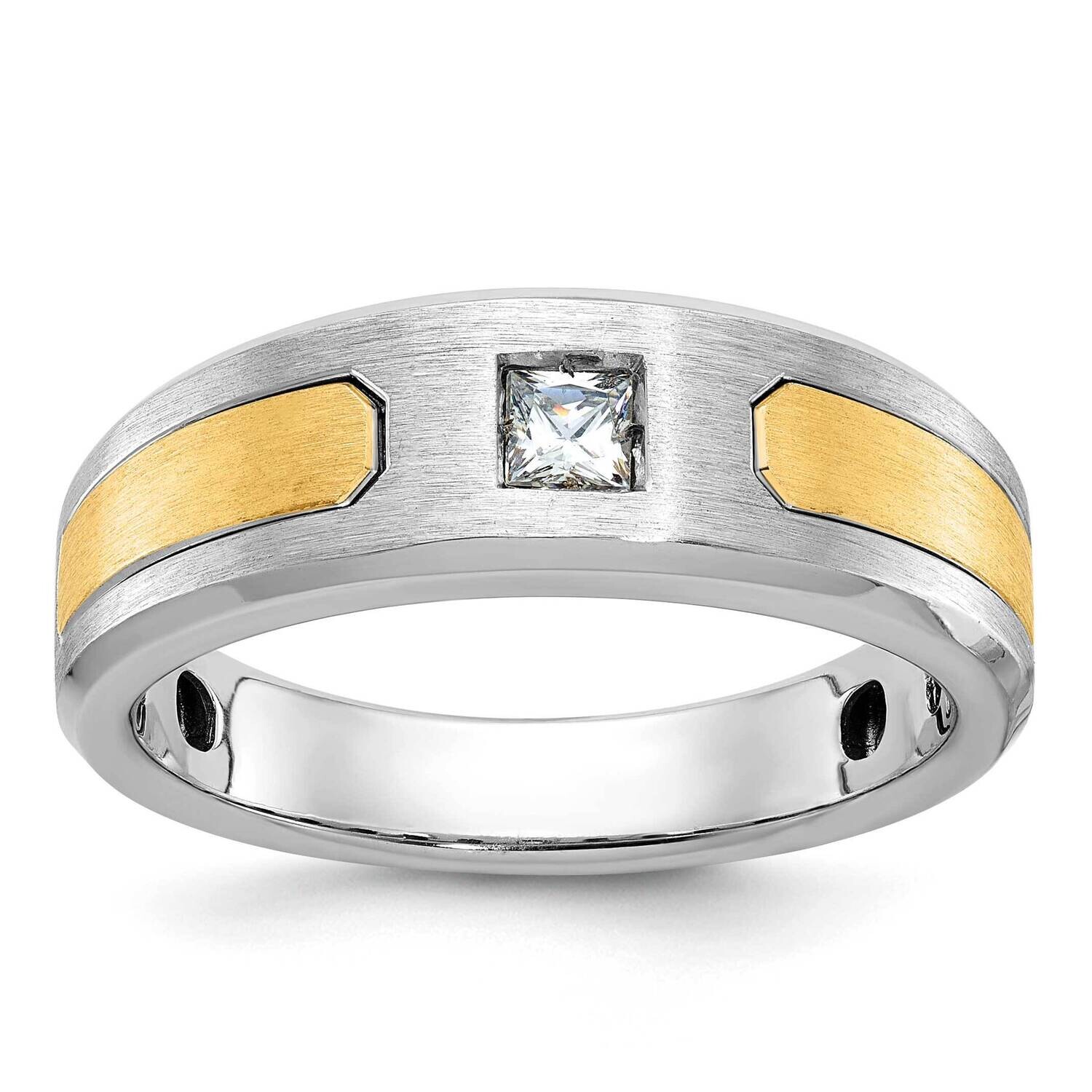 Ibgoodman Men's Polished Satin Diamond Ring Mounting 14k Two-Tone Gold B63791-4WY