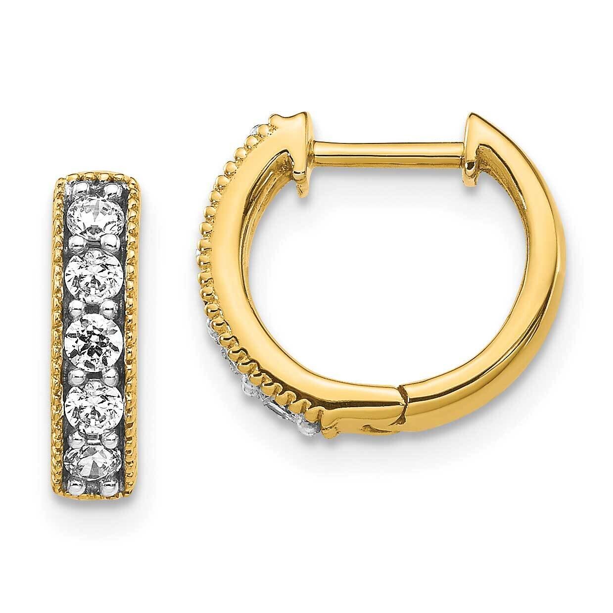 Diamond Milgrain Hinged Hoop Earrings 10k Gold EM4269-033-1YA, MPN: EM4269-033-1YA,