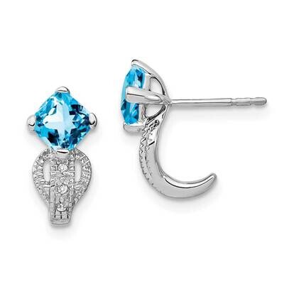 Blue Topaz Diamond Earrings 14k White Gold EM7086-BT-003-WA, MPN: EM7086-BT-003-WA, 191101839931